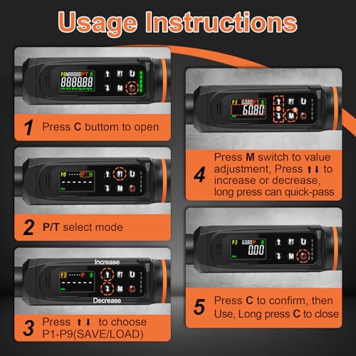 Kerry 3/8 Inch Drive Digital Torque Wrench 1.5–99.6 ft-lb ±2% High Accuracy | Five Units of Measure,LED and Buzzer Notification, Easy to Read and Operate, 72 Tooth for Bike Motorcycle - size: 3/8