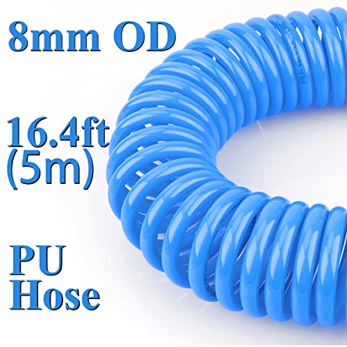 Beduan Air Blow Gun Kit with 16ft Long Pneumatic PU Hose, Heavy Duty Air Duster Gun for Air Compressor(Blue) - size: 1/4"-16ft Tube-PTC adaptor(Blue)