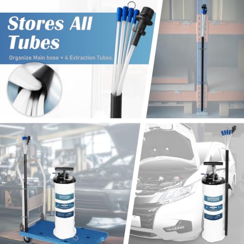 FIRSTINFO A1108US 9L Pneumatic/Manual Oil Extractor | Pressure Gauge - size: 9L Pneumatic/Manual w/ Brake Bleeding Hose