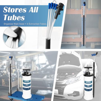 FIRSTINFO A1108US 9L Pneumatic/Manual Oil Extractor | Pressure Gauge - size: 9L Pneumatic/Manual w/ Brake Bleeding Hose