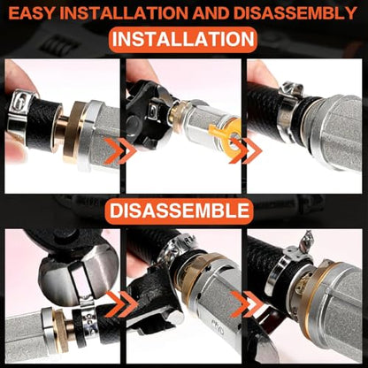360PCS Stepless Single Ear Hose Clamp Kit - 16 Sizes 5.3-36.1mm (1/4"-1-3/8") 304 Stainless Steel Rustproof Leak-Proof Clamps with Pliers for Automotive Fuel Line, PEX Pipe, Marine & Home Plumbing - size: 360PCS