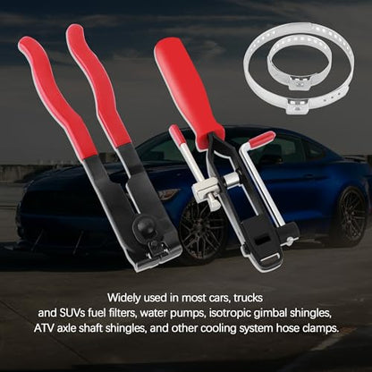 CV Boot Clamp Pliers Kit,1PC CV Joint Boot Clamp Pliers + 1PC Ear Clamp Pliers + 10PCS Clamps,Universal Car Accessories for Most Vehicles (Pliers/2PCS) - color: Clamp Pliers/2pcs