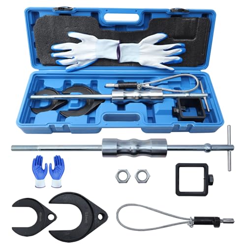 CV Axle Puller Tool with Heavy Duty Slide Hammer 8 pc CV Joint Removal Tool with 48mm & 63mm CV Joint Fork CV Axle Removal Tool with Outer CV Joint Adapter Steel Cable Adapter