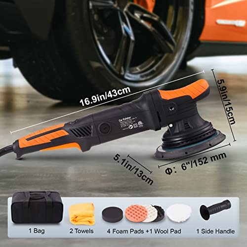 Happybuy Buffer Polisher, 6-Inch Random Orbital for Car Detailing, 6 Variable Speed 1900-4600RPM Dual Action Polisher Waxer Kit, Detachable Handle for Car, Boat, Ideal for Polishing and Waxing