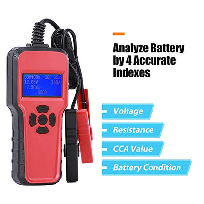 AE1801 Car Battery Te, Automo Digital Battery Analyzer, 12V Te with 2.4in LCD Di, Diagno Tool for CCA, CA, BCI, MCA Standards, Vol