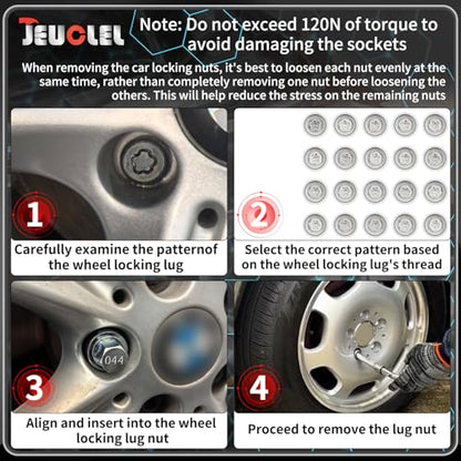 044 Wheel Locking Nut Key Socket Compatible with BMW Series, (Socket OD 29mm - ID 25mm), Wheel Anti-Theft Lug Nut Removal Tool, Anti-Theft Screw Remover - color: Socket 044