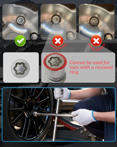 D Wheel Lock Key,Locking Lug Nut Key Compatible with Toyota | Security Lug Nut Socket for Lexus,Tacoma, Locking Lug Nut Removal Tool to Remove Anti-Theft Lug Nuts - color: Model D