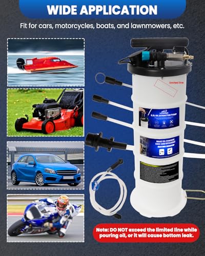 SIXIWANZI 6.5L Oil Extractor Pump, Pneumatic/Manual Fluid Extractor with Pipe Storage Units