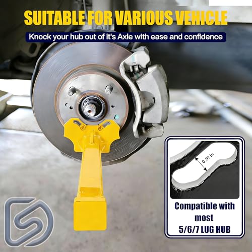 8629 Yellow Wheel Bearing Hub Removal Tool Kit - Replacement for ATD Tools ATD-8629, Compatible with 5/6/8 Lug Axle Bolt Hubs (Cars & Trucks)