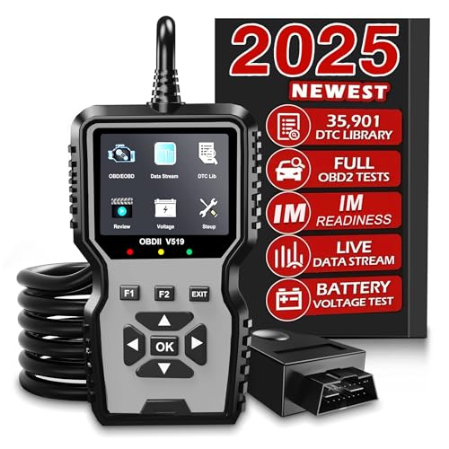 V519 OBD2 Diagnostic Scanner Tool - Vechicle Check Engine Light Code Reader with Battery Voltage Tester, I/M Readiness, Reset, and Code Eraser for All OBDII Car Since 1996 Grey - color: Grey