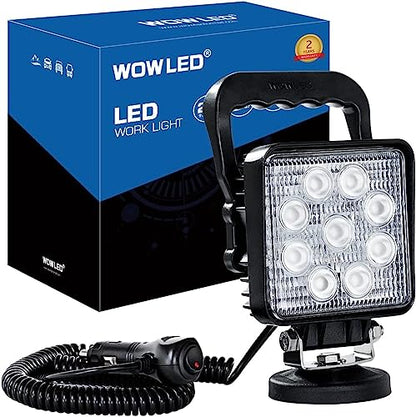 27W Portable LED Work Light Flood Lamp with Magnetic Base for Car, Off-Road, Truck, Boat, Tractor, Truck, Engineering Vehicle, Maintenance, Camping Light DC 9-32V