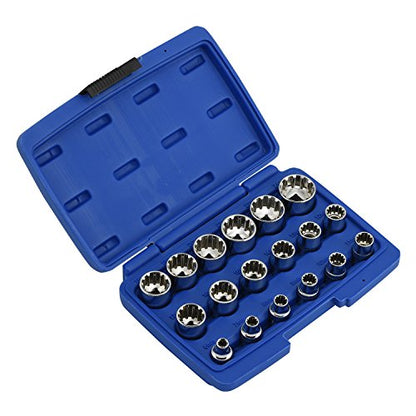 NEIKO 02488A 3/8" Drive Universal 6 Point Metric Socket Set, 18 Piece Universal Mechanic Spline & SAE, Cr-V Steel Low Profile, Spline Bit, 3/8 - size: 3/8" Drive, style: Universal Spline