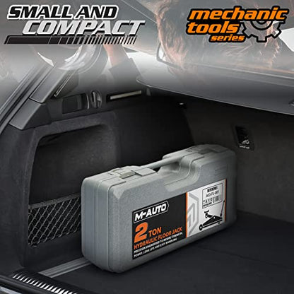 M-AUTO Hydraulic Trolley Jack Car Lift with Carrying Storage Case, Fast Lift Garage Floor Jack 2 Ton (4000 lb) Capacity, Handy and Easy Storage, Red