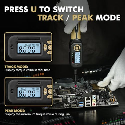 Digital Torque Screwdriver 1/4 Drive, 2.66-70.81 in·lb (0.3-8N.m) Inch Pound Torque Screwdriver Digital with Buzzer & LED Indicator, 45 In 1 Gun Torque Screwdriver Set