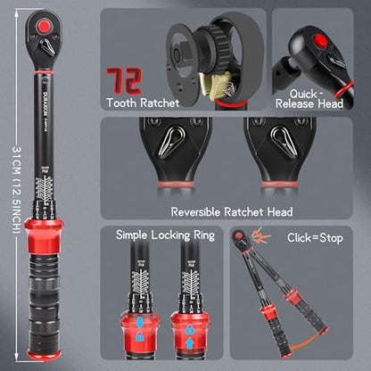 3/8-Inch Drive Torque Wrench 5-50ft.lb/6.8-67Nm | ±3% Precision Dual Direction Torque Wrenches with 72-Tooth Dual Range Scales - size: 3/8" DR.『5-50 FT.LB』