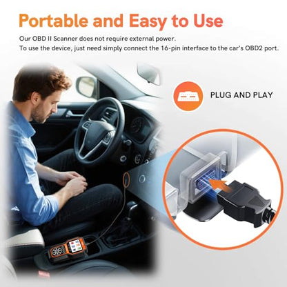 OBD2 Scanner Diagnostic Scan Tool with Solution Car Code Reader Reset Tools Check Engine Light SCAN Tool Car Accessories Read Fix Clear Car Vehicle Fault Codes for Cars 1996+ OBD II Scanner