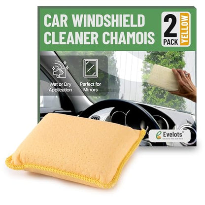 Evelots Windshield Cleaner Tool 2-Pack - Car Window & Glass Cleaning Tool, Inside Windshield Cleaner, Auto Windshield Cleaning Kit for Interior Car Windows - Yellow - size: Yellow - Set of 2