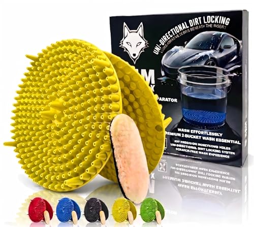 10.4" Heavy Duty Car Wash Bucket Insert (2-Pack) & Wash Mitt Kit - 10.6 oz Detailing Dirt Separator & Grit Trap, Scratch-Free Auto Wash, Fits 3.5 to 5 Gallon Buckets (Yellow Kit) - color: 2pack Yellow