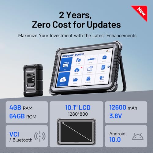 TOPDON Phoenix Plus 2, OE-Level TOPDON Scanner, Advanced Online ECU Coding & Configuration Flashing, Bidirectional Scan Tool with Topology Map, CANFD, 42+ Services, FCA AutoAuth, 2 Years Free Update