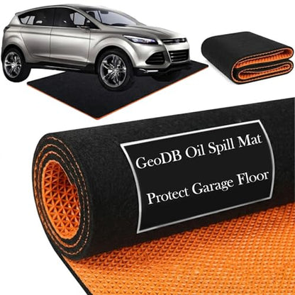Oil Spill Mat for Driveway Garage, 72x60 Oil Drip Rubber Mat Under Car | Heavy Duty, Absorbent, Waterproof, Leak Resistant, Protect Garage Floor, for Auto Tractor Mower Repairs Oil Change, Black - size: 72" x 60"-Nonslip Black Orange