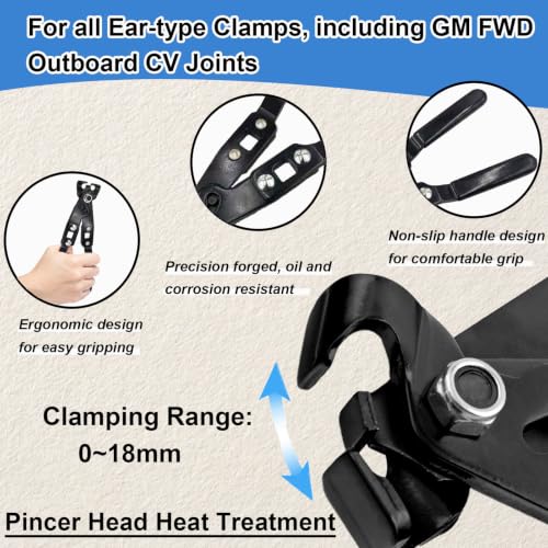 30800 CV Boot Clamp Pliers, 9 in Ear Type Joint Tool | Universal Axle Crimper for Auto ATV Crimp & Remove, Used with Torque Wrench