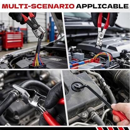 10 PCS Electrical Disconnect Pliers, Electrical Connector Removal Tool for Cars, Trucks & SUVs with Storage Box & Gloves