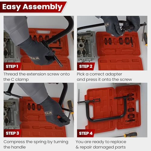 ATPEAM Auto Valve Spring Compressor C Clamp Tool Set Suitable for Motorcycle, ATV, Car, Small Engine Vehicle Equipment