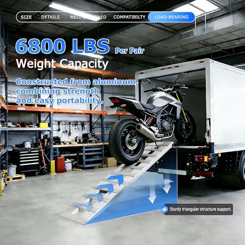 ALMULOO 60" x 15" Aluminum Trailer Ramps 6800 LBS Motorcycle ATV Loading | Ramps Truck Heavy Duty Hook End & Knife Foot