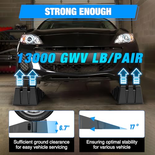 Nilight Car Ramps, Portable 6.7" Car Lift Ramp Heavy Duty Vehicle Service Ramp for Home Garage Maintenance, 13,000lb. GVW Capacity Per Pair - size: Car Ramp