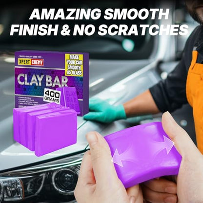 XPERTCHEMY Car Clay Bar 4 Pack 400g(4x100g), Auto Detailing Premium Grade No Scratch Magic Clay Bars Cleaner Kit with Washing and Adsorption Capacity for Car Auto SUV, RV, Truck, Purple - color: purple