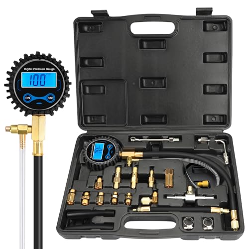 BETOOLL Digital Fuel Pressure Gauge - Black Case Fuel Pressure Test Kit - Fuel Injector Injection Pump Pressure Tester Tools 0-300PSI for Cars and Trucks - size: Digital BK