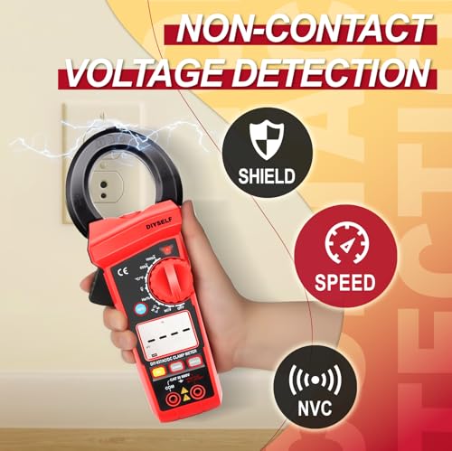 DIYSELF 6000 Counts Digital Clamp Meter, True RMS AC/DC Voltage Tester, Amp Meter Capacitance Meter, Resistance Continuity Tester, Professional Multimeter with Test Leads Pouch and Batteries