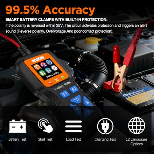 IKOSCAN K1S Car Battery Tester 24V 12V Load Tester | 100-2000CCA Car Alternator Tester,Alternator Analyzer,for Car Truck SUV Boat Yacht Motorcycle ATV