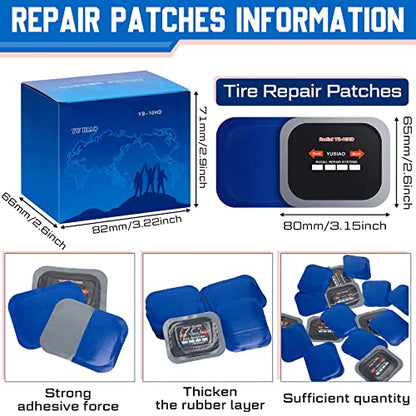 Tallew 60 Pcs Tire Patch Heavy Duty Rubber Patches Radial Repair Patch Tube and Tire Plug Kit Emergency Repair Tool for Puncture Car Truck Bus Tractor Vehicle (2.56 x 3.15 Inch) - size: 2.56 x 3.15 Inch