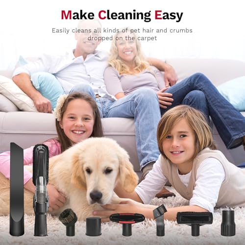 Universal Vacuum Attachments & Brushes, 8-Piece Vac Accessories | Small Portable Shop Vac Accessories with Adapter Kit for Car Detailing, Home, Pet Hair Cleaning-Fits Most Standard Vacuums