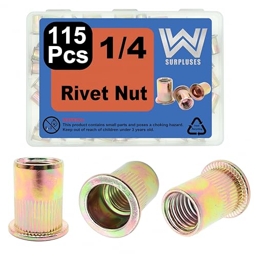 115 Pcs 1/4-20 Rivet Nut, Zinc-Plated Carbon Steel - size: 1/4-20 (115 Pcs)