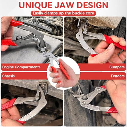 Car Clip Pliers & Trim Removal Tool, Spring-Loaded Fastener Rivet Remover for Auto Door Panels, Interior & Exterior Trim, Damage-Free Disassembly Tool for Mechanics