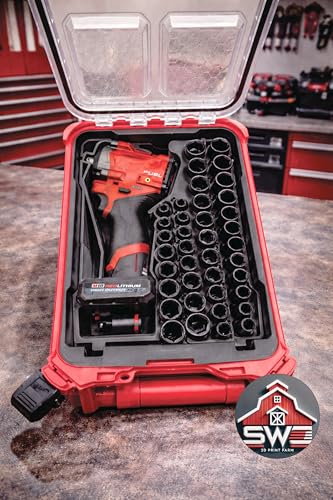 M12 FUEL Stubby 1/2 Impact Wrench 2563-20 & 43PC Socket Set 49-66-7009 Insert Organizer Compatible with Milwaukee Packout 48-22-8435