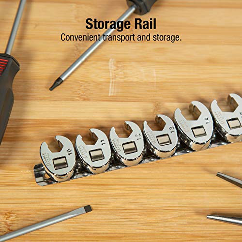 SUNEX TOOLS 9710M 3/8-Inch Drive Metric Crowfoot Flare Nut Wrench Set, Size-10 - Size 19, 10-Piece