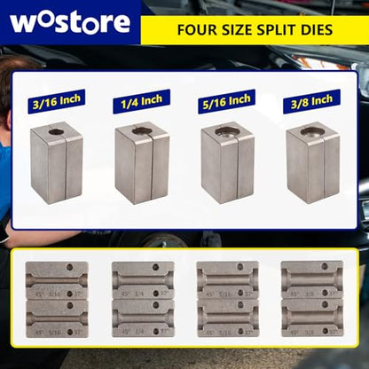 Wostore 45°&37° Brake Line Flaring Tool Kit, Single/Double/Bubble, 5 Dies | 45° & 37° single, bubble & double flare. 5 dies: 3/16-3/8 & 4.75mm. Works on copper, stainless steel & soft metal lines.