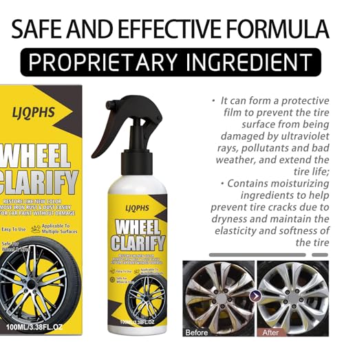 Car Wheel and Tire Cleaner Spray, Brake Dust Remover, 3.38 Fl Oz | For trucks, SUVs and motorcycles; helps loosen road grime around rims and lugs for routine washes