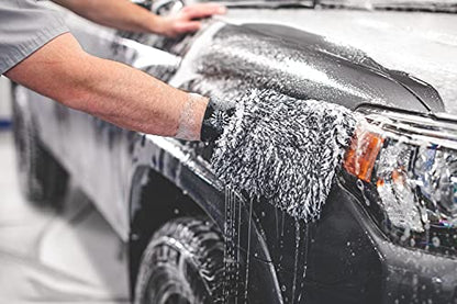 The Rag Company - The Cyclone Ultra Wash Mitt + Cyclone Ultra Wash Pad 6in x 8in Combo Pack - Microfiber Blend, Twist Loop Interior Liner Ideal for Foam, Soap + Bucket, & Rinseless Washing Methods