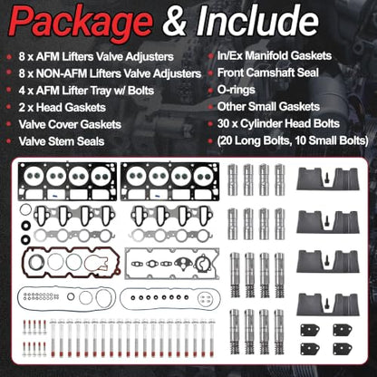 Gen IV 5.3 AFM DOD Lifter Kit W/Head Gasket Set For Chevy/GMC 2007-2014 | Fit For Chevy Silverado Tahoe Suburban GMC Sierra Yukon Envoy Buick Saab LC9 LH6 OE#HS26190PT-2 - color: For GM 5.3L AFM 2007-2013