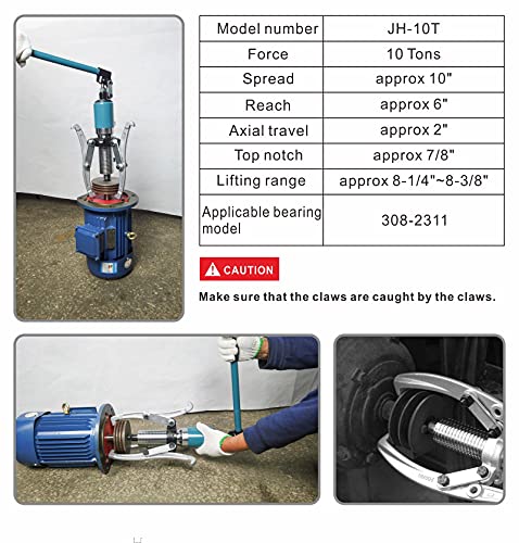 10Ton Hydraulic Gear Puller Wheel Bearing Pulling Separator 3 in 1 Pump Oil Tube Drawing Machine M/Case - size: 10T Overall