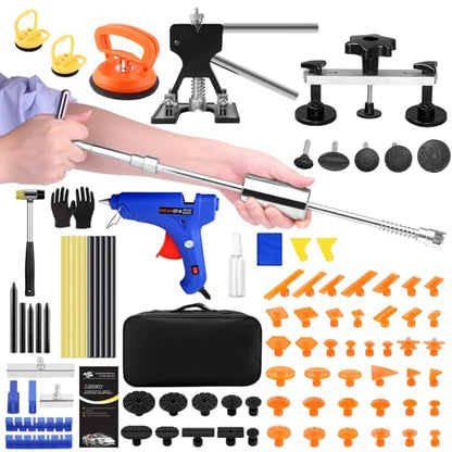 Car Dent Puller Kit - Dent Remover with Slide Hammer T-Bar Bridge Lifter and High Adhesion Pull Tabs - for Paintless Auto Body Repair on Vehicle Door Dings Hail Damage and Furniture - size: Dent Puller Kit-C