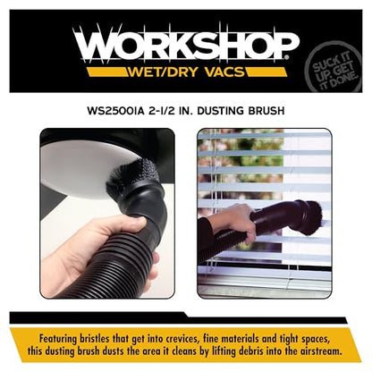 WORKSHOP Wet/Dry Vacs WS25001A 2-1/2-in. Dusting Brush Vacuum Attachment - size: 2-1/2"