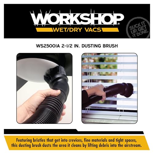 WORKSHOP Wet/Dry Vacs WS25001A 2-1/2-in. Dusting Brush Vacuum Attachment - size: 2-1/2"