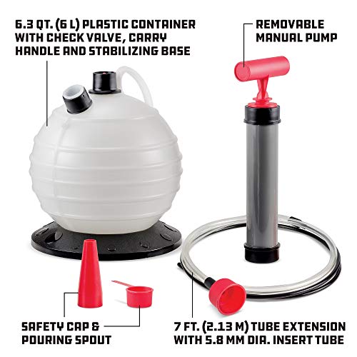 Powerbuilt Oil and Fluid Extractor 6.3 Quart (6 Liter), Manual Liquid Pump Extract and Transfer, Automotive, Engine, Transmission, Radiator, 647570