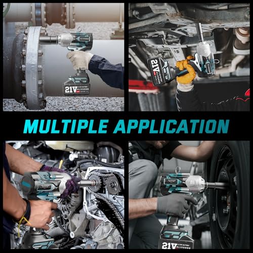 Upgrade 1300N.m/1000Ft-lbs Cordless Impact Wrench, 2x 5.0AH Battery, 1/2 Inch Electric Impact Gun, Fast Charger, Power Impact Wrench for Truck RV Heavy-duty with 5 Sockets(17mm,19mm,21mm,24mm,32mm) - style: 1300N.m/1000Ft-lbs