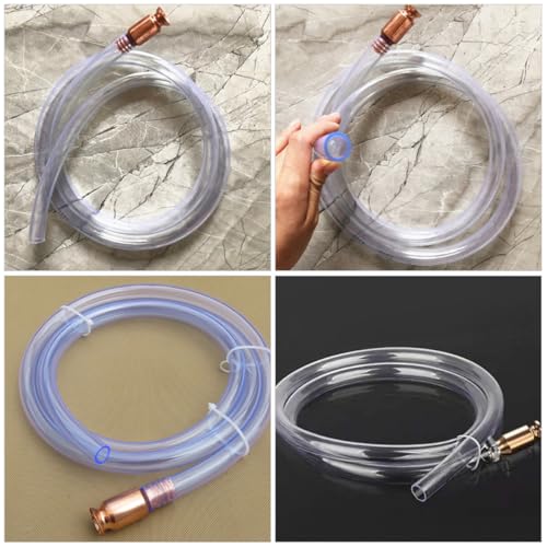 SOLUSTRE Gasoline Siphon Hose Kit with 3 Meter Transfer Hose and Copper Fittings, Automatic Oil and Water Pump for Car Fluid Extraction and Fuel Transfer
